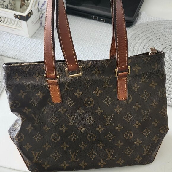 Louis Vuitton Handbags - Louis Vuitton Brown Monogram Canvas Shoulder Bag with Tan Leather Handles